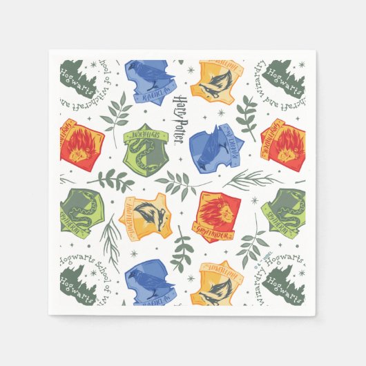 Magische Herbologie HOGWARTS™ Huizen Patroon Servet (Voorkant)