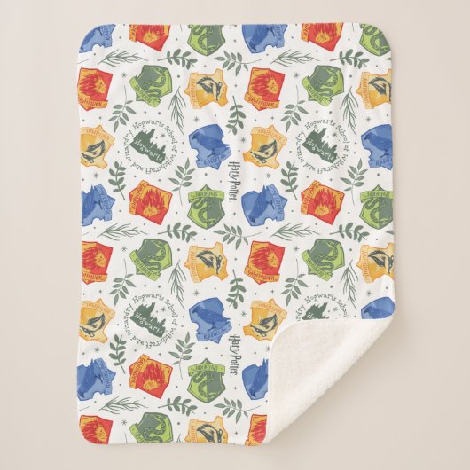 Magische Herbologie HOGWARTS™ Huizen Patroon Sherpa Deken (Voorkant)