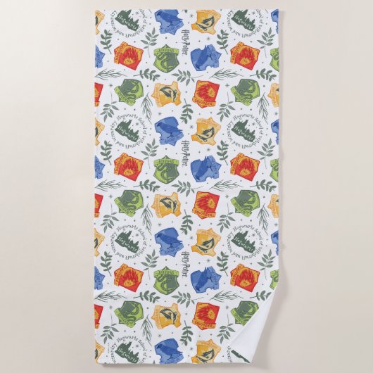 Magische Herbologie HOGWARTS™ Huizen Patroon Strandlaken (Voorkant)