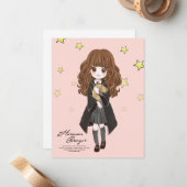 Magische Hermione Granger Watercolor Notitiekaartje (Voorkant / Achterkant in situ)