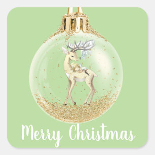 Magische herten scène kerst ornament vierkante sticker