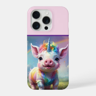 "Magische Hoeven: De Regenboog Eenhoorn Varken" iPhone 15 Pro Case