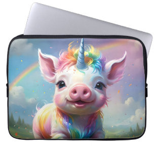 "Magische Hoeven: De Regenboog Eenhoorn Varken" Laptop Sleeve