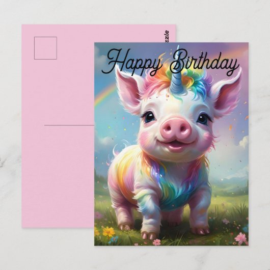 Magische hoeven: het regenboog eenhoorn varken briefkaart (Voorkant / Achterkant)