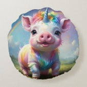 Magische hoeven: het regenboog eenhoorn varken rond kussen (Achterkant)