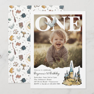 Magische Hogwarts Uil Eerste FotoPop Verjaardag Kaart