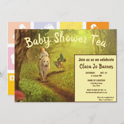 Magische hond en kat Baby shower Tea Kaart (Voorkant / Achterkant)