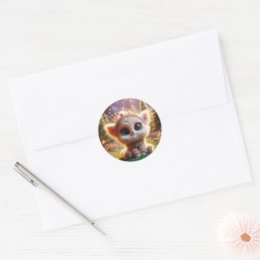 Magische hond ronde sticker (Envelop)