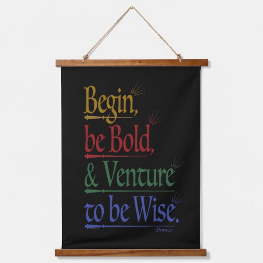 Magische Horace Quote Zwart Hout Topped Tapestry Hangend Wandkleed (Voorkant)