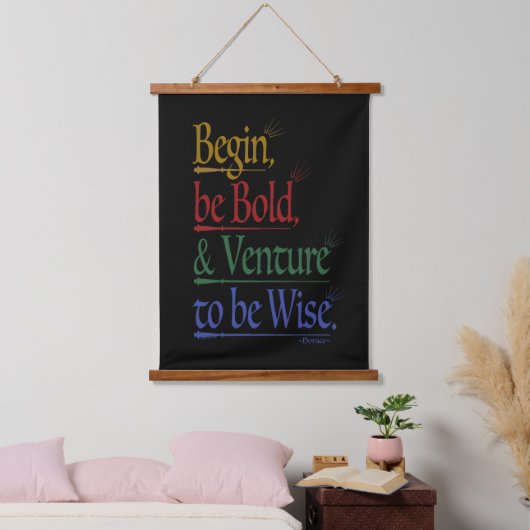 Magische Horace Quote Zwart Hout Topped Tapestry Hangend Wandkleed (Slaapkamer)
