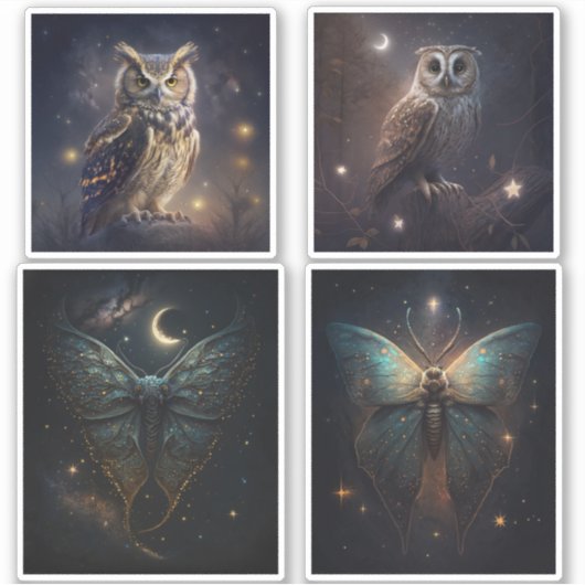 Magische houtuil. Mystic night moth vlinder Sticker (Voorkant)