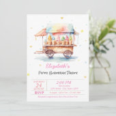 Magische ijsjes sterren roze verjaardag kaart (Staand voorkant)