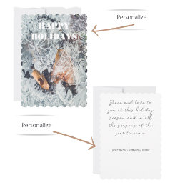 Magische ijskristallen patroon met gevallen blader feestdagenkaart