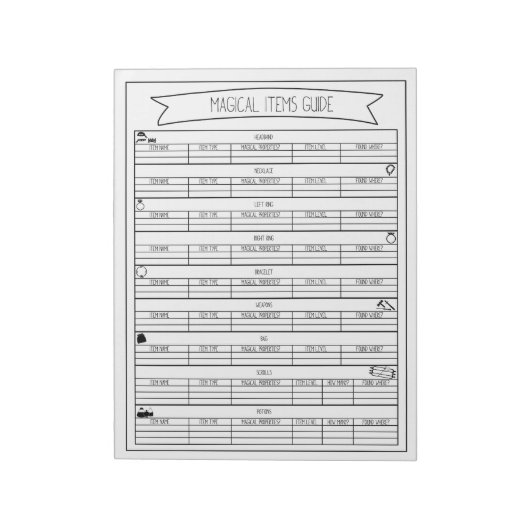 Magische informatiebladen notitieblok (Linkerzijde)