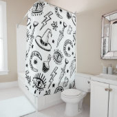 Magische Inkt Tekening Naadloos Patroon Douchegordijn (In situ)