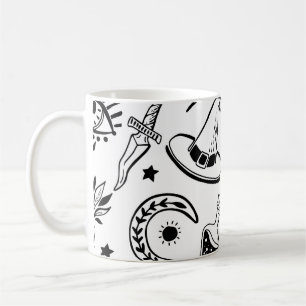 Magische Inkt Tekening Naadloos Patroon Koffiemok