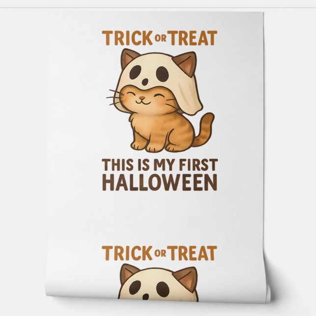 Magische introverte Cat Pastel Witch Pet Halloween Behang (Afrollen)