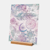 Magische Iridescent Glitter Feathers Drocatcher Acryl Bord (Hoek)