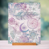 Magische Iridescent Glitter Feathers Drocatcher Acryl Bord (Neutraal)