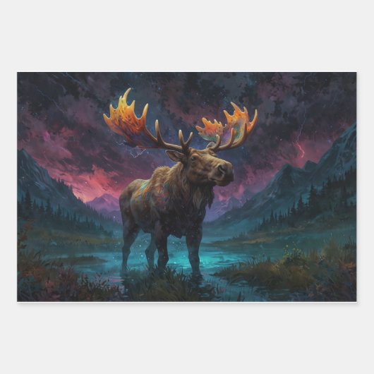Magische Jasper Moose en Rocky Mountains Inpakpapier Vel (Voorkant 2)