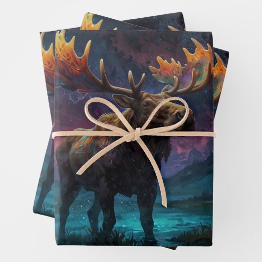 Magische Jasper Moose en Rocky Mountains Inpakpapier Vel (In situ)