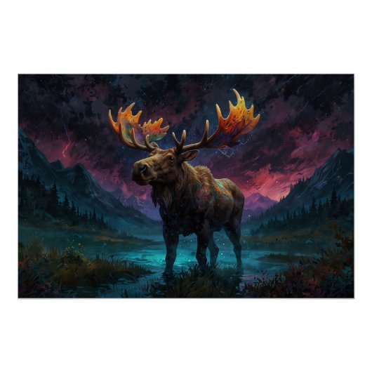 Magische Jasper Moose en Rocky Mountains Perfect Poster (Voorkant)