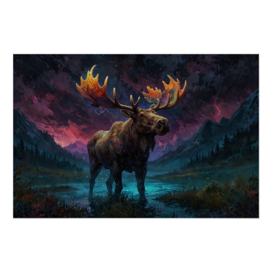 Magische Jasper Moose en Rocky Mountains Perfect Poster (Voorkant)