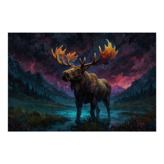 Magische Jasper Moose en Rocky Mountains Perfect Poster (Voorkant)
