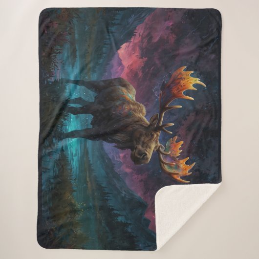 Magische Jasper Moose en Rocky Mountains Sherpa Deken (Voorkant)