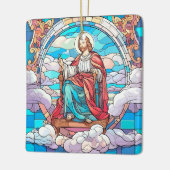 Magische Jezus Glas in lood Kerst Keramisch Ornament (Links)