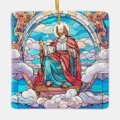 Magische Jezus Glas in lood Kerst Keramisch Ornament (Voorkant)