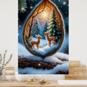 🦌 Magische Jongelingen in Sneeuwtraan Scene Poster (Keuken)