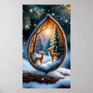 🦌 Magische Jongelingen in Sneeuwtraan Scene Poster