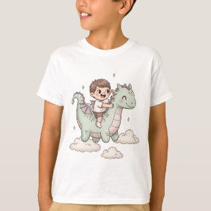 Magische Jongen en Draak Illustratie – Kindvriende T-shirt