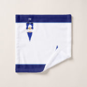 Magische Kabouter & Monogram op Blauw en Wit Bad Handdoek (Wasdoekje)
