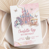 Magische Kasteel Eenhoorn Roze Prinses 1e Verjaard Kaart