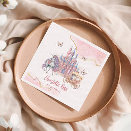 Magische Kasteel Eenhoorn Roze Prinses 1e Verjaard Servet