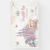Magische Kasteel Eenhoorn Roze Prinses 1e Verjaard Spandoek (Verticaal)