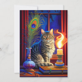 Magische kat en Swing Ghost Halloween Kaart