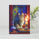 Magische kat en Swing Ghost Halloween Kaart (Staand voorkant)