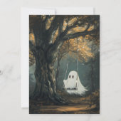 Magische kat en Swing Ghost Halloween Kaart (Achterkant)