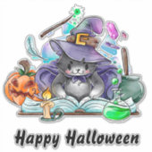 Magische kat heks sticker (Voorkant)