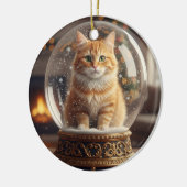 Magische Kat in Sneeuwbol Kerstversiering Keramisch Ornament (Links)