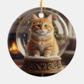 Magische Kat in Sneeuwbol Kerstversiering Keramisch Ornament (Achterkant)