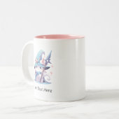 Magische kat | Japanse animusstijl Tweekleurige Koffiemok (Voorkant links)