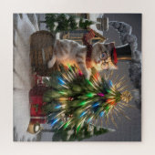 Magische kat kerst grillige 3D winter scene Legpuzzel (Horizontaal)