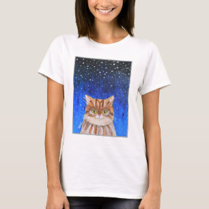 Magische kat Longhair Brown Tabby Cat Lover Art T-shirt