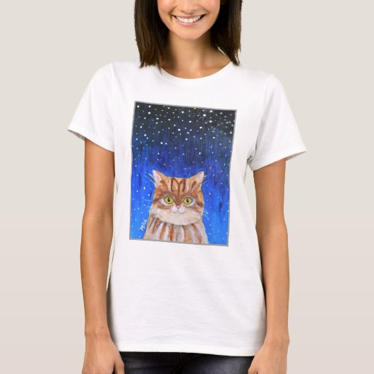 Magische kat Longhair Brown Tabby Cat Lover Art T-shirt (Voorkant)