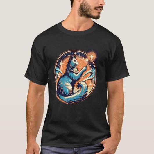 Magische kat met hemelse elementen kunst 4 t-shirt (Voorkant)