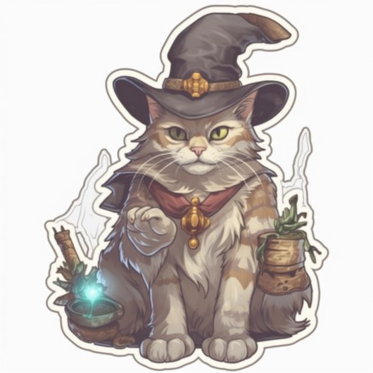 Magische kat sticker (Voorkant)